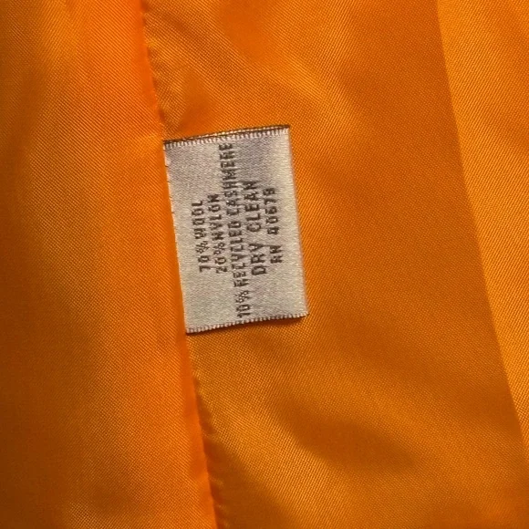 Vintage 90s Vibrant Mustard Yellow Orange Cashmere Wool Oversized Women’s Blazer - Picture 6 of 8